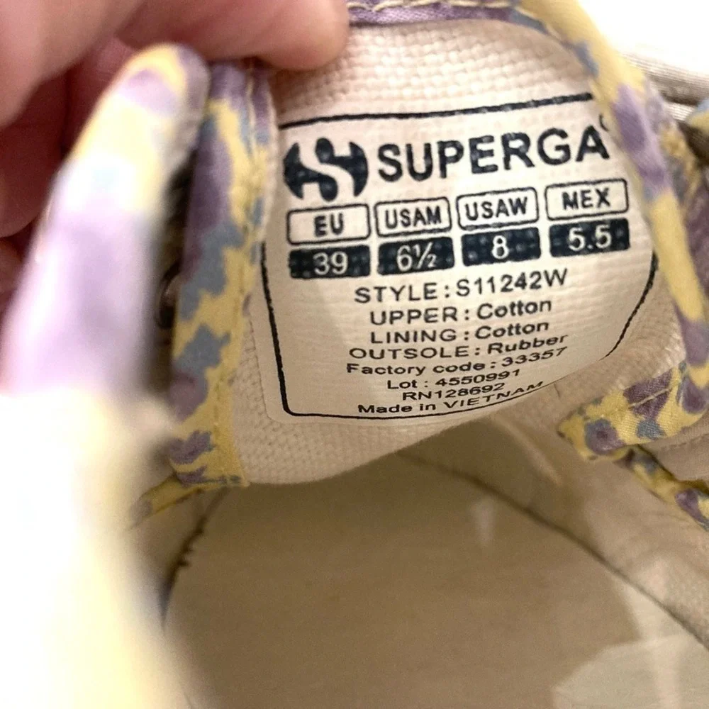 Superga x LoveShackFancy Platform Sneakers Purple Rain Womens 8 EU 39 Floral